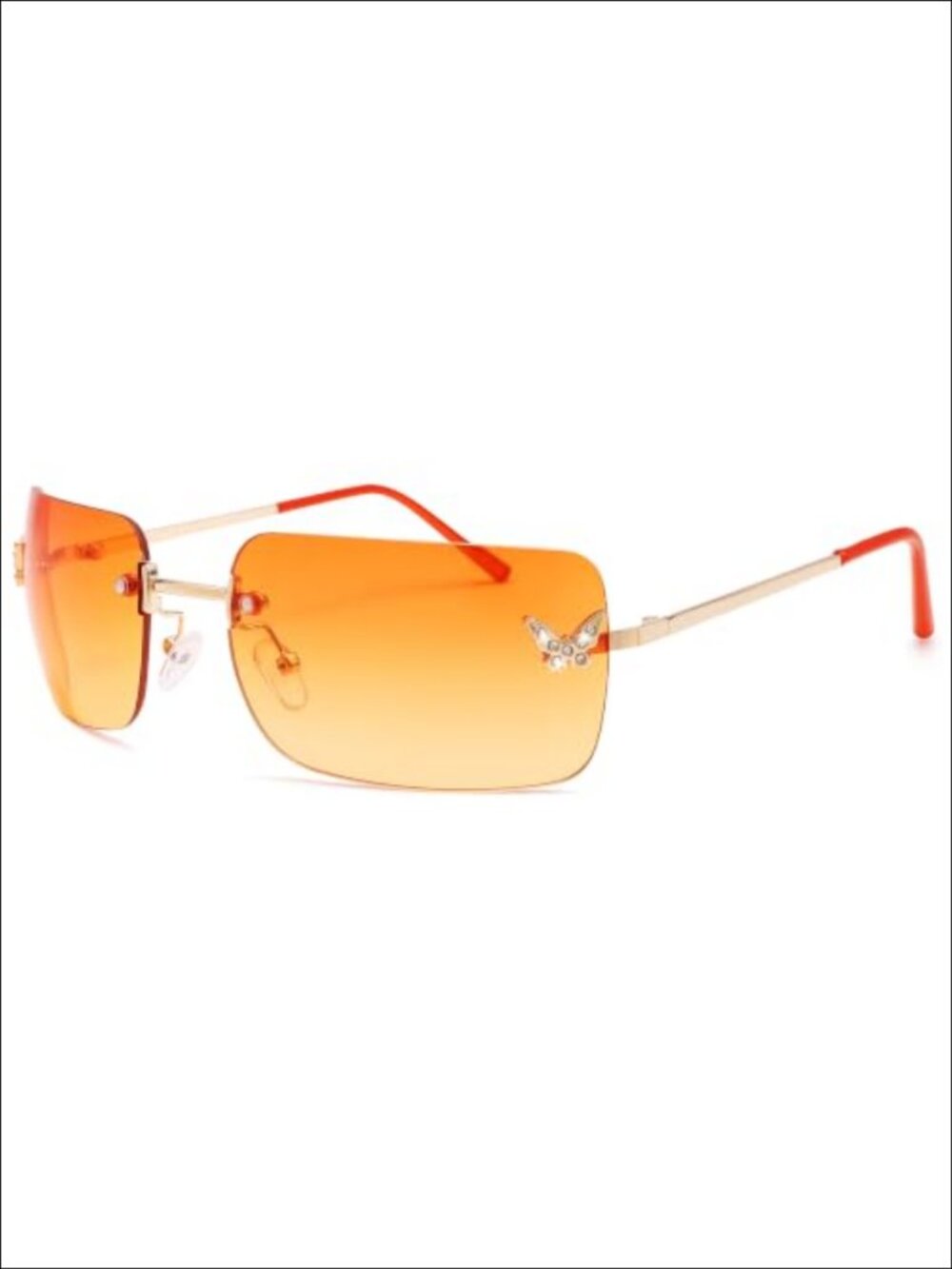 Rimless Y2K Sunglasses Square Wrap Around UV400 Women